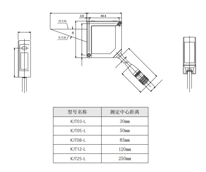 高精度激光位移传感器|激光测距传感器产品型号-参数-接线图